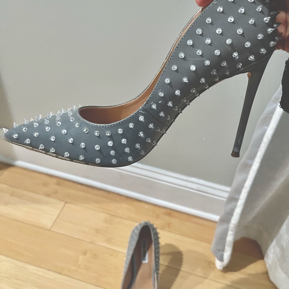 Steve Madden grey spiked heels